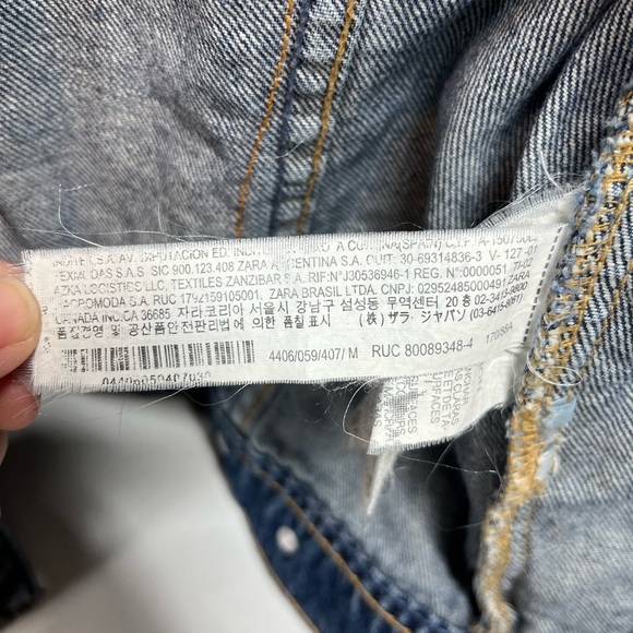 Zara Denim Jacket sz M Customized Freedom Graphic Patch OOAK Soft Blue Cotton - Picture 10 of 12